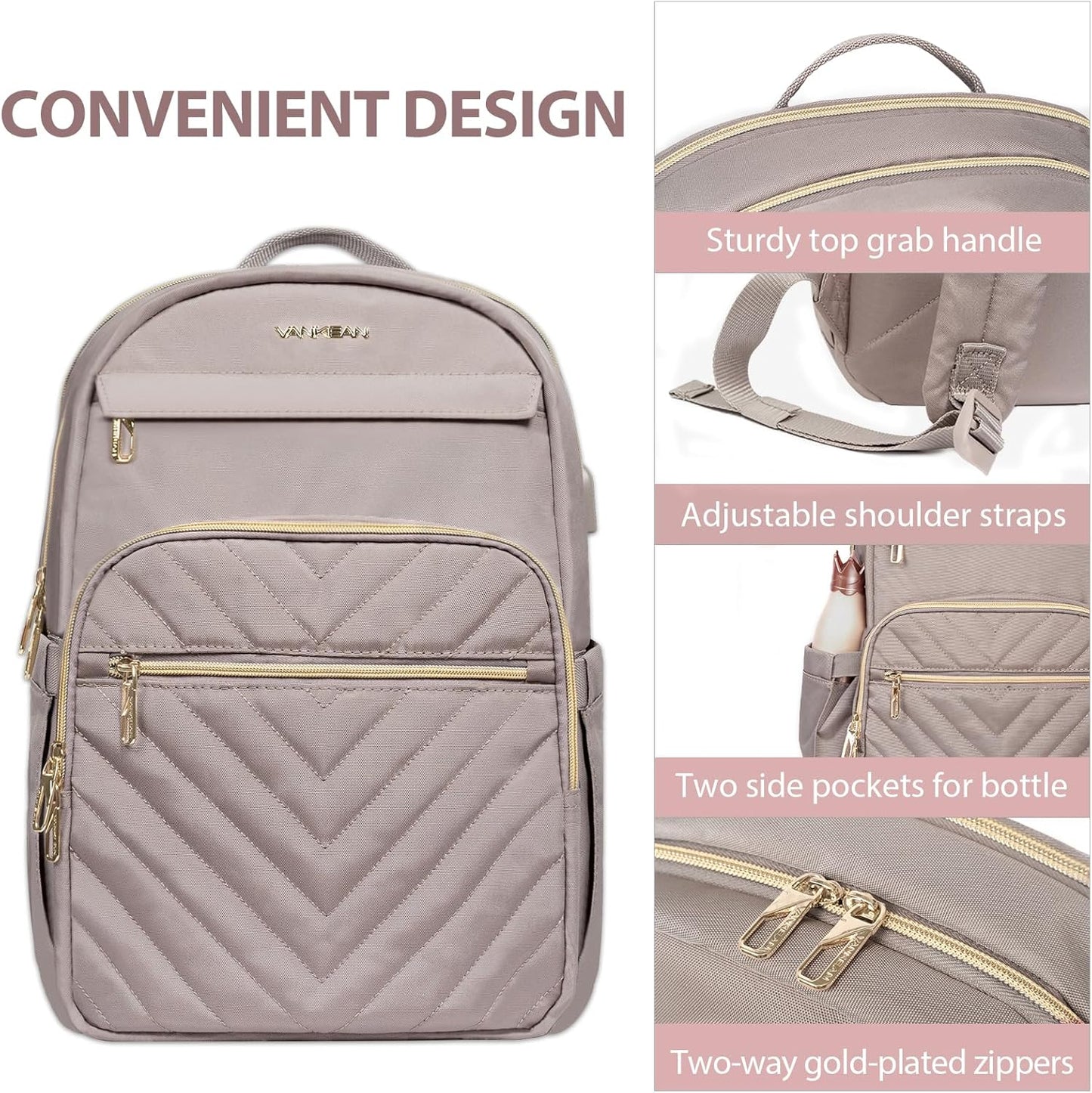 Waterproof Travel Laptop Bag 15.6 Inch with USB Charger