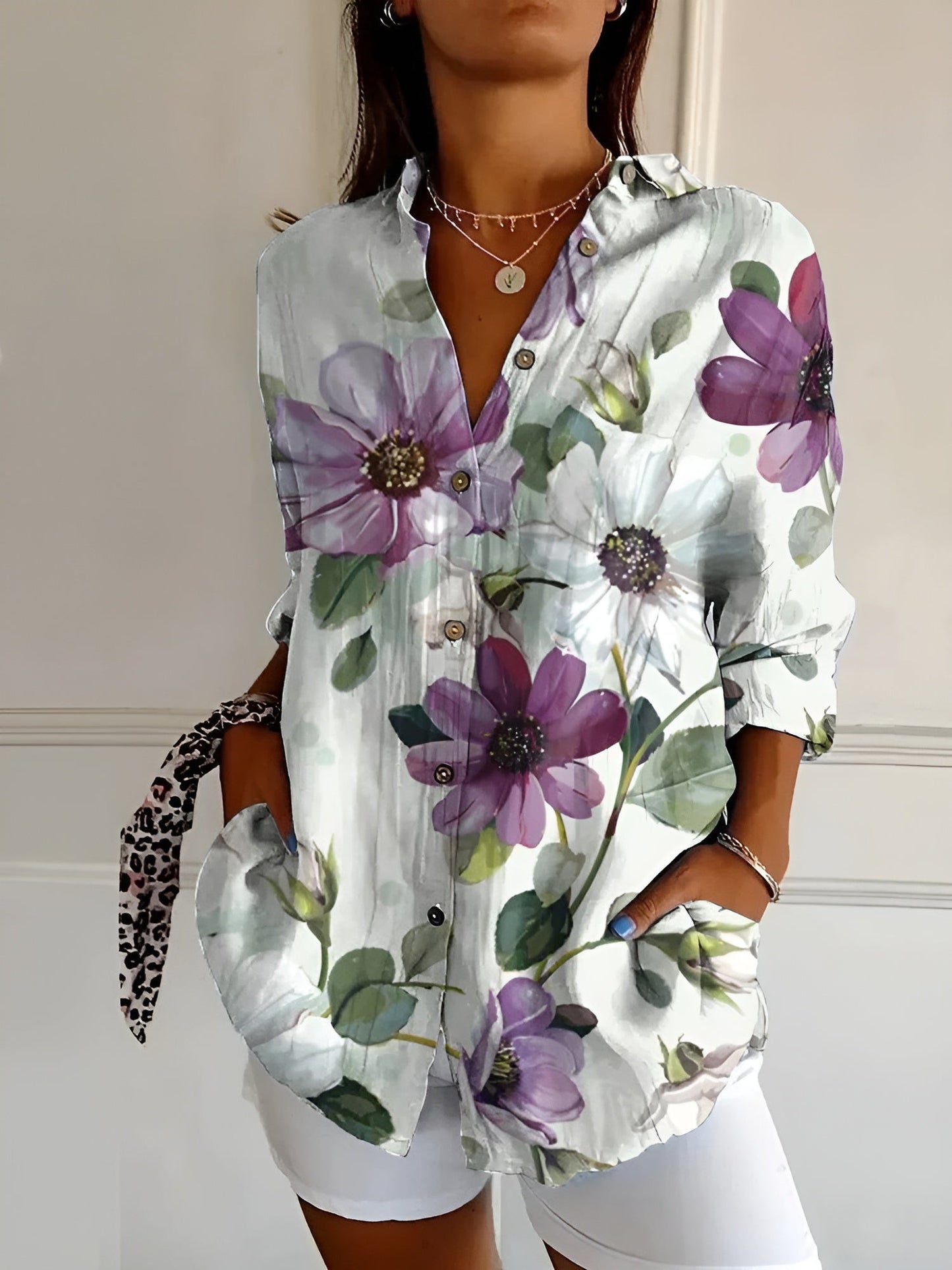 Women's Pretty Floral Print Top Shirt