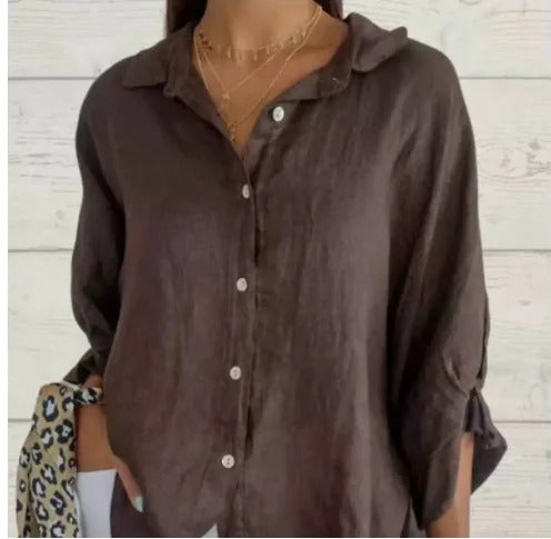 Camicia estiva in cotone e lino leggera