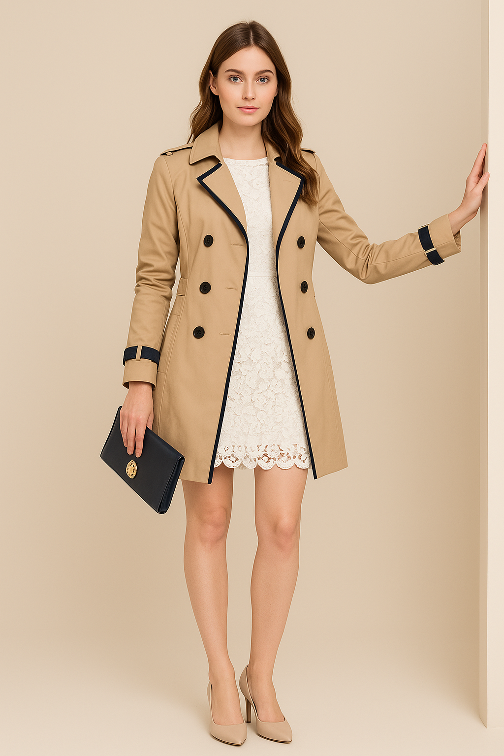 Women's Double Breasted Trench Coat - OutfitLondon