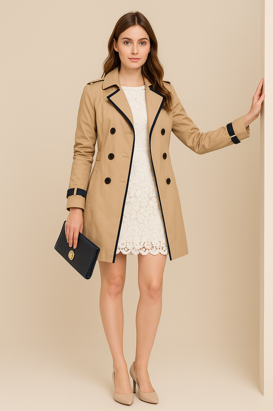 Women's Double Breasted Trench Coat - OutfitLondon