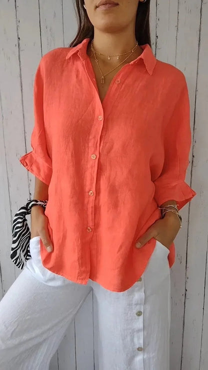 Camicia estiva in cotone e lino leggera