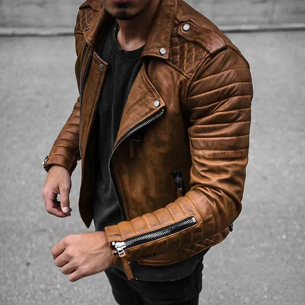 Men's Classic Biker Leather Jacket