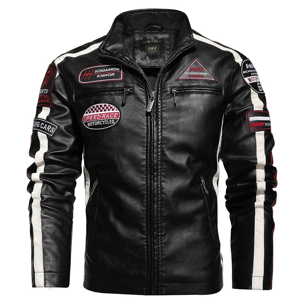 Stylish Men's Faux Leather Motorcycle Jacket