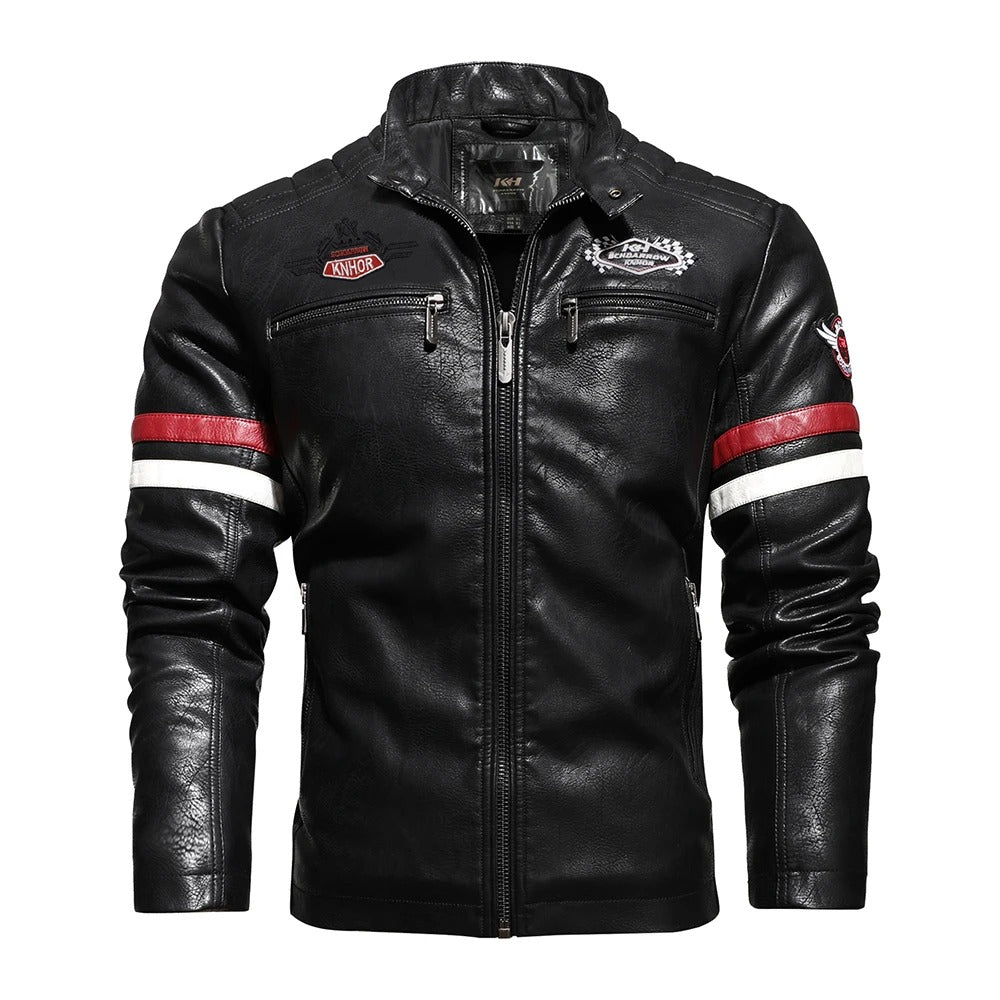 Stylish Men's Faux Leather Motorcycle Jacket