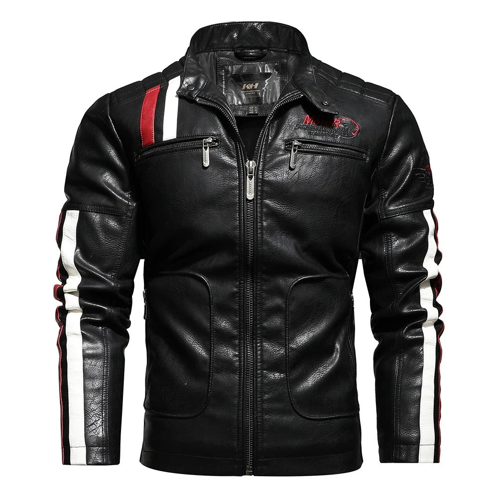 Stylish Men's Faux Leather Motorcycle Jacket
