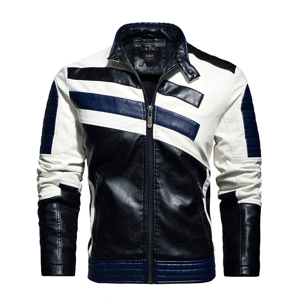 Stylish Men's Faux Leather Motorcycle Jacket
