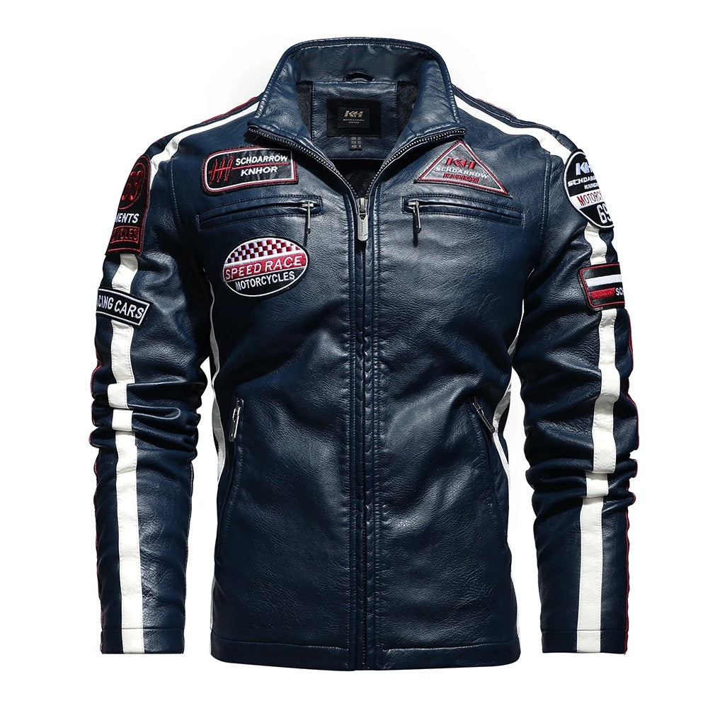 Stylish Men's Faux Leather Motorcycle Jacket