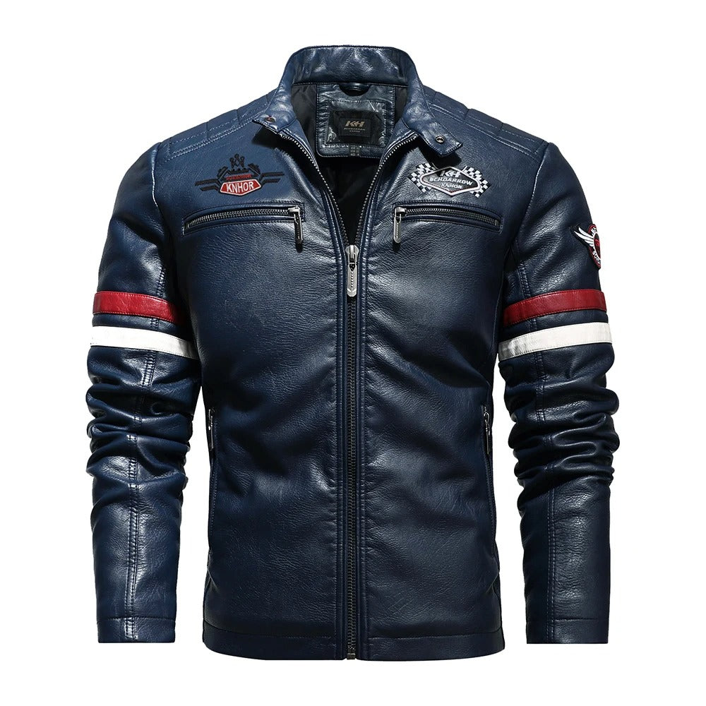 Stylish Men's Faux Leather Motorcycle Jacket