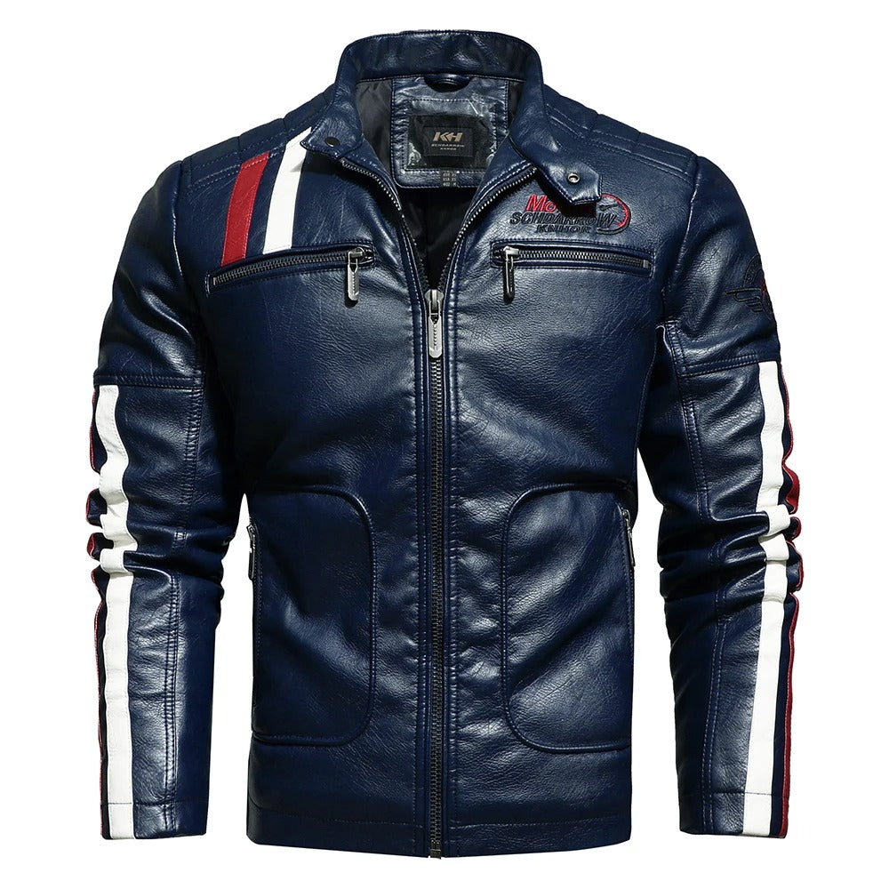 Stylish Men's Faux Leather Motorcycle Jacket