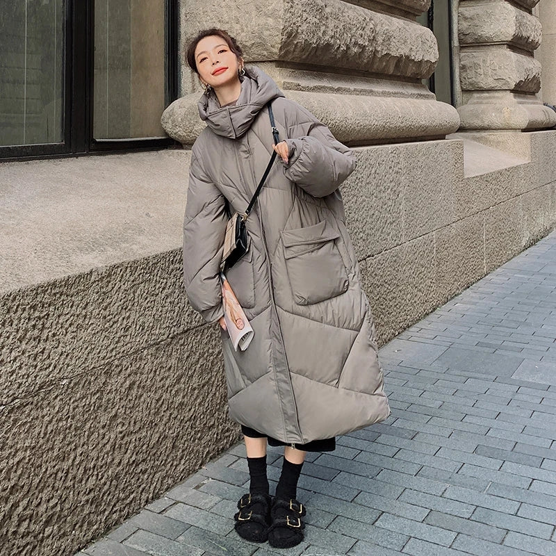 Warm Women's Down Jacket with Big Pockets - OutfitLondon