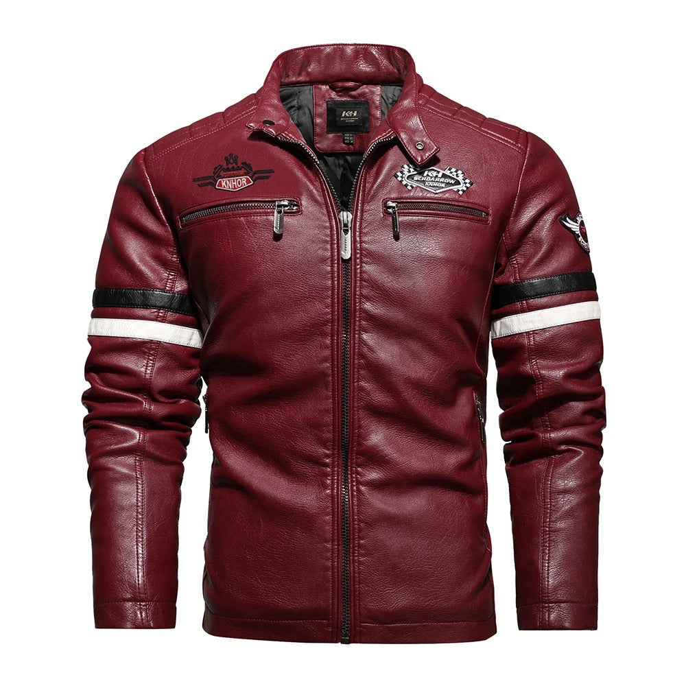 Stylish Men's Faux Leather Motorcycle Jacket