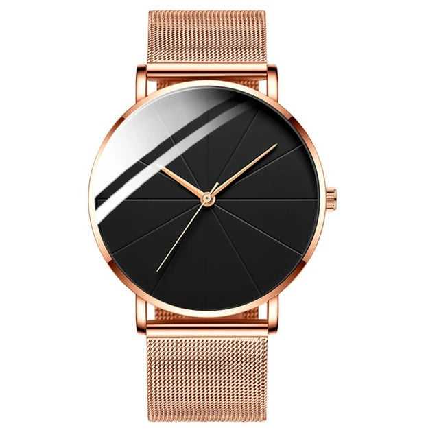 Luxury Mens Watch with Brown Genuine Leather Band