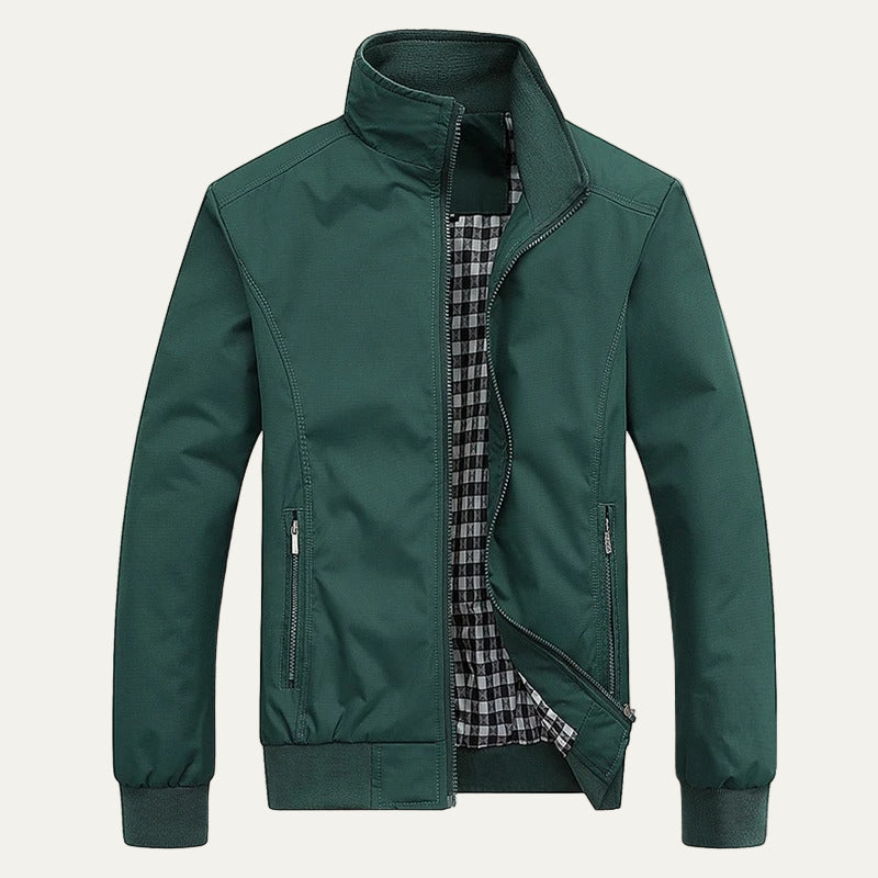 Warm Water Repellent Plaid Zip Up Jacket