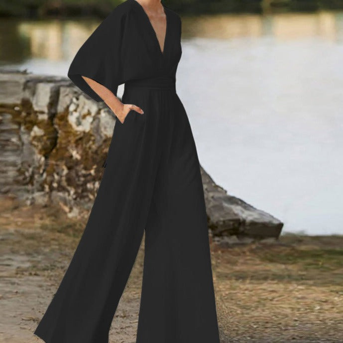 Women's V-Neck Jumpsuit Elegant Design