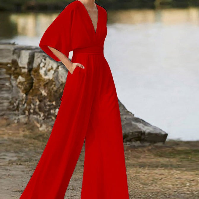 Women's V-Neck Jumpsuit Elegant Design