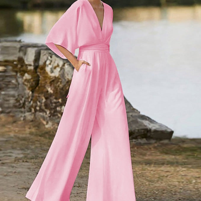 Women's V-Neck Jumpsuit Elegant Design