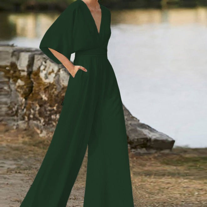Women's V-Neck Jumpsuit Elegant Design