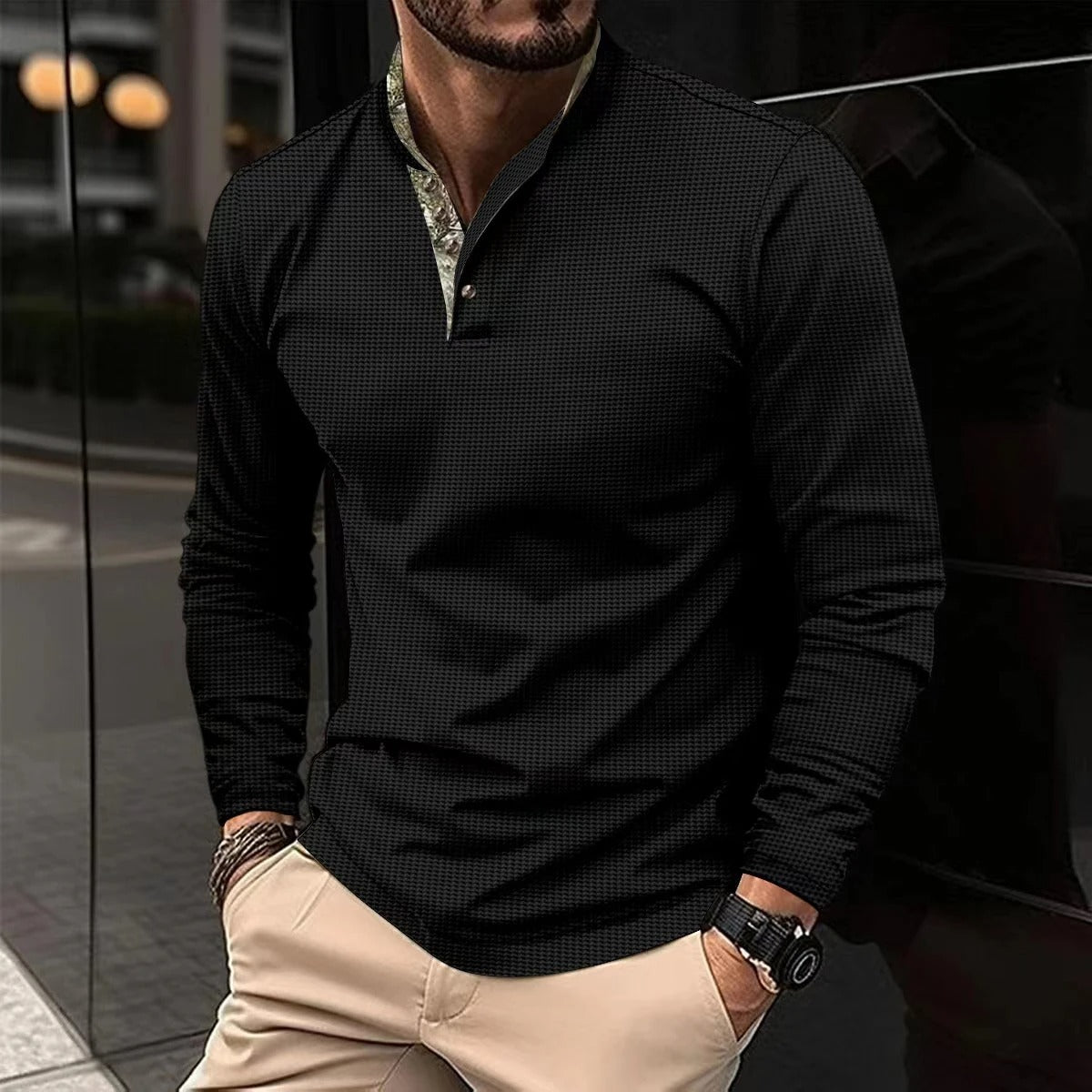 Classic Slim Fit Mens Long Sleeve Shirt - OutfitLondon