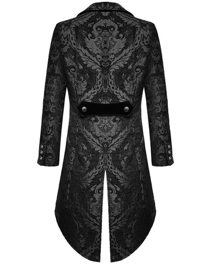 Dark Embroidered Men's Long Coat