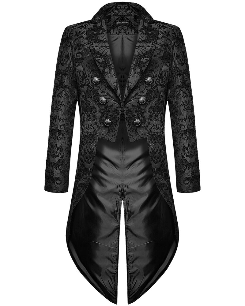 Dark Embroidered Men's Long Coat - OutfitLondon