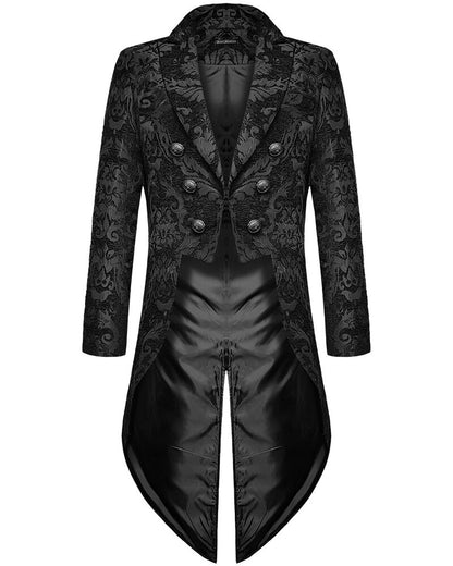 Dark Embroidered Men's Long Coat - OutfitLondon