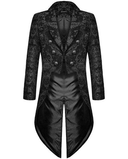 Dark Embroidered Men's Long Coat - OutfitLondon