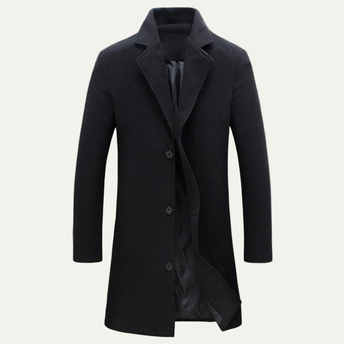 Men's Warm Wool Double Button Long Coat - OutfitLondon