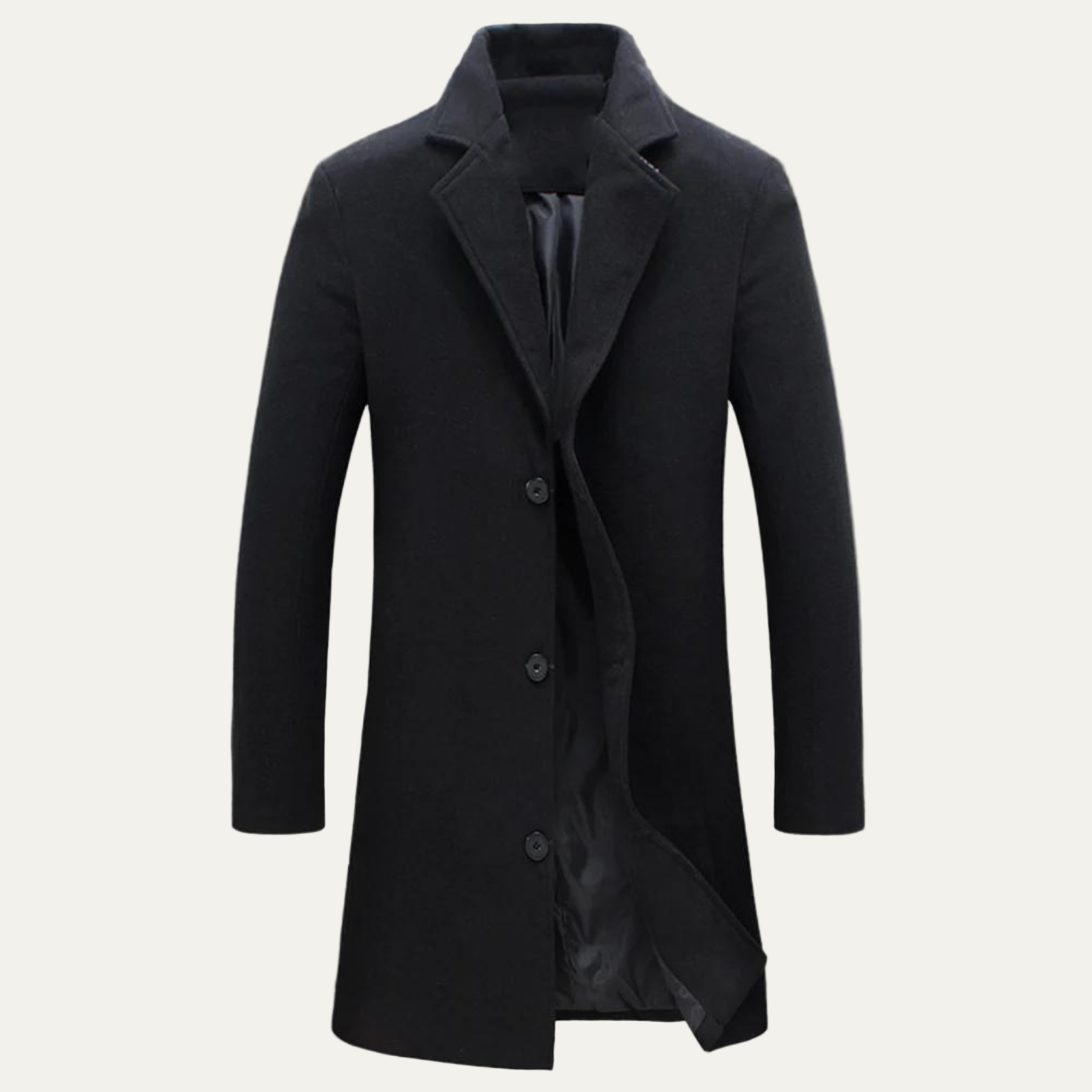 Men's Warm Wool Double Button Long Coat - OutfitLondon