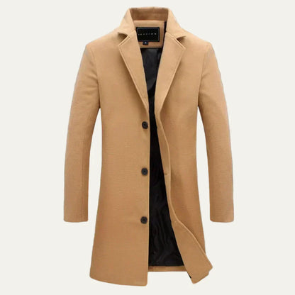 Men's Warm Wool Double Button Long Coat
