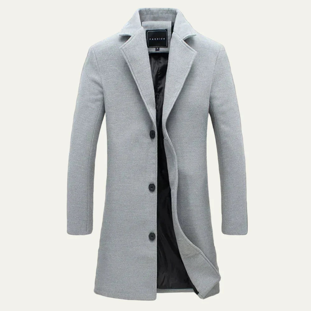 Men's Warm Wool Double Button Long Coat
