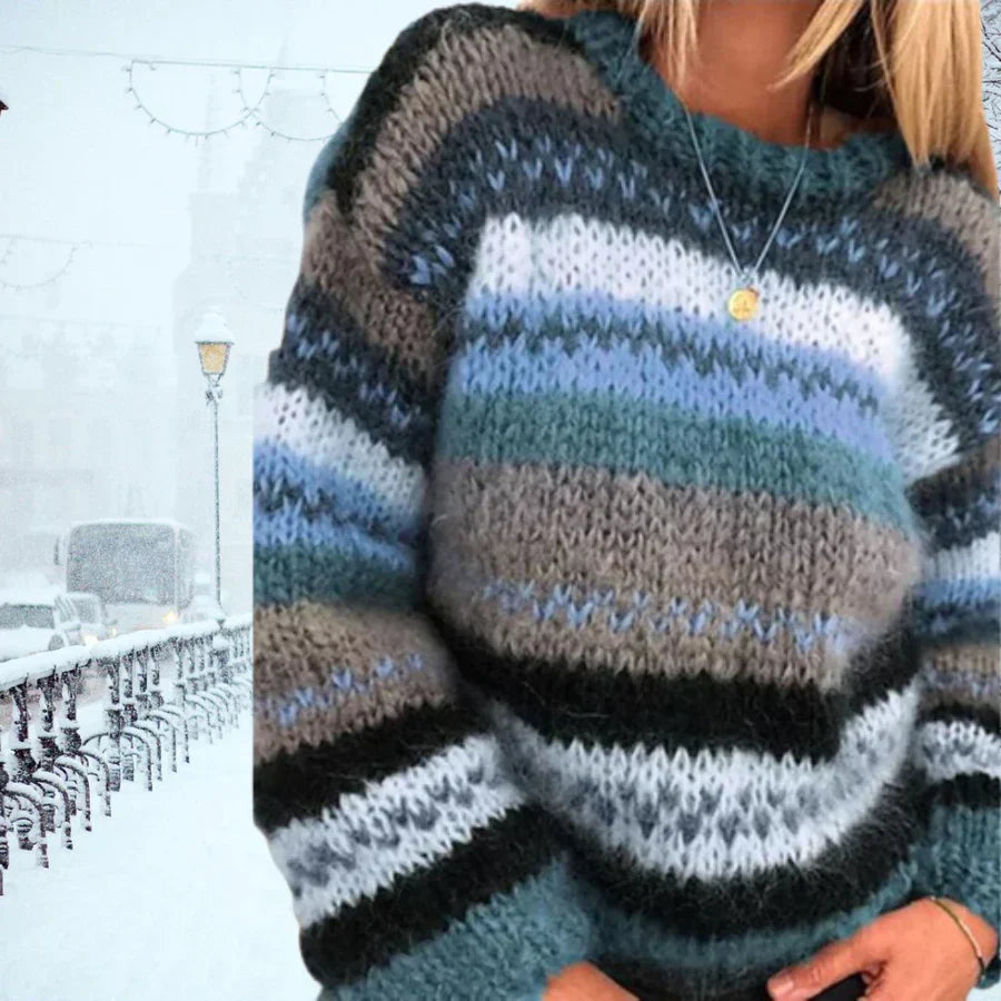 Classic Knit Women's Sweater - Celeste - OutfitLondon