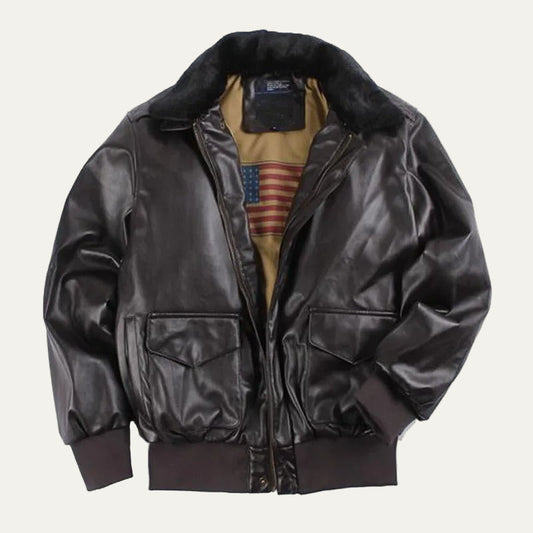 Men's Synthetic Leather Biker Jacket with Faux Fur Collar - OutfitLondon
