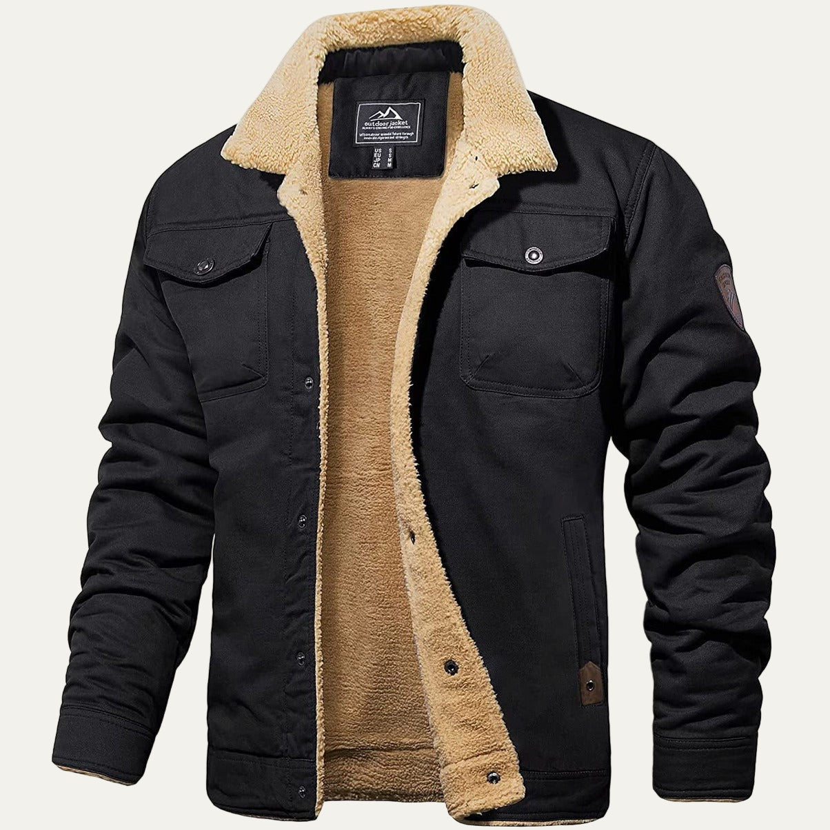 Warm Fleece Lined Button Shirt Jacket - OutfitLondon