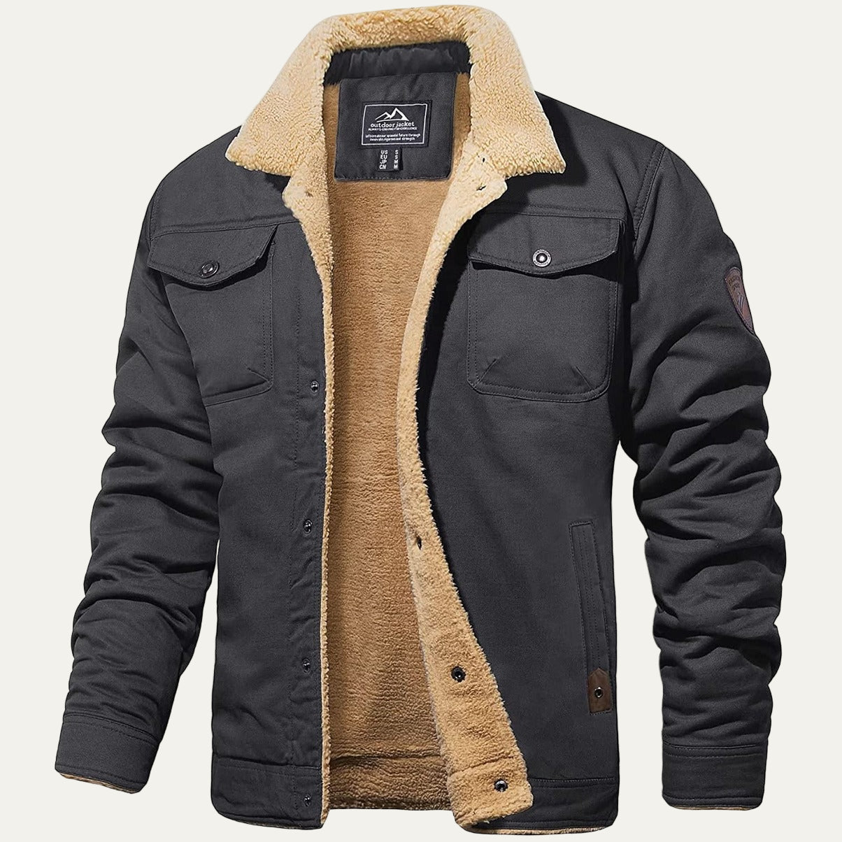 Warm Fleece Lined Button Shirt Jacket