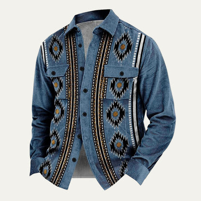 Rugged Plaid Corduroy Button Down Jacket - OutfitLondon