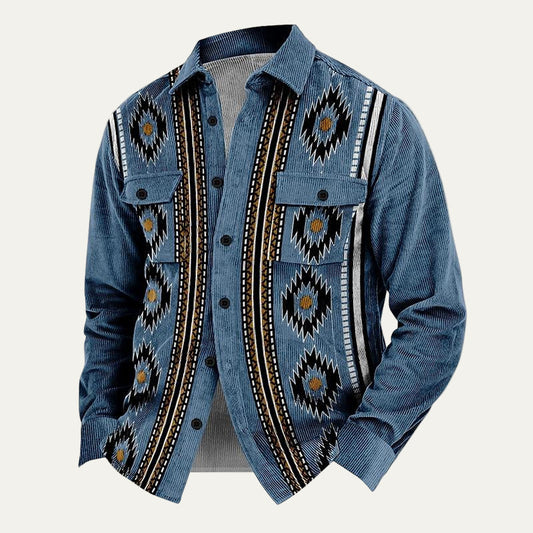 Rugged Plaid Corduroy Button Down Jacket - OutfitLondon
