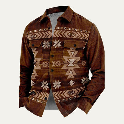 Rugged Plaid Corduroy Button Down Jacket
