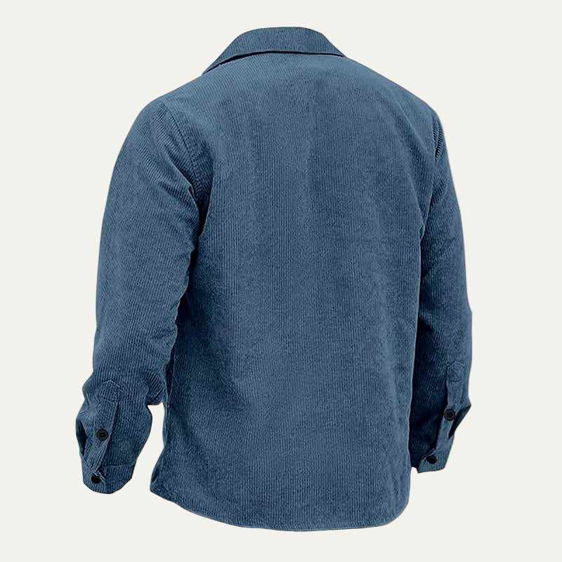 Rugged Plaid Corduroy Button Down Jacket