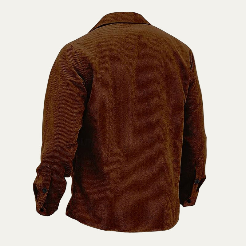 Rugged Plaid Corduroy Button Down Jacket