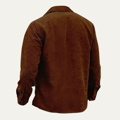 Rugged Plaid Corduroy Button Down Jacket