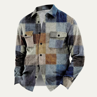 Rugged Plaid Corduroy Button Down Jacket