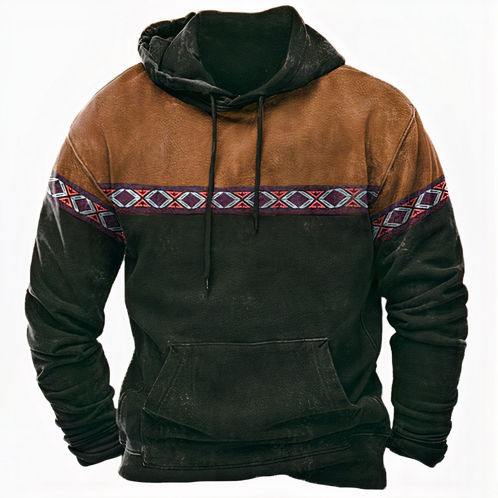 Vintage Style Mens Hoodie with Worldwide Graphic Print