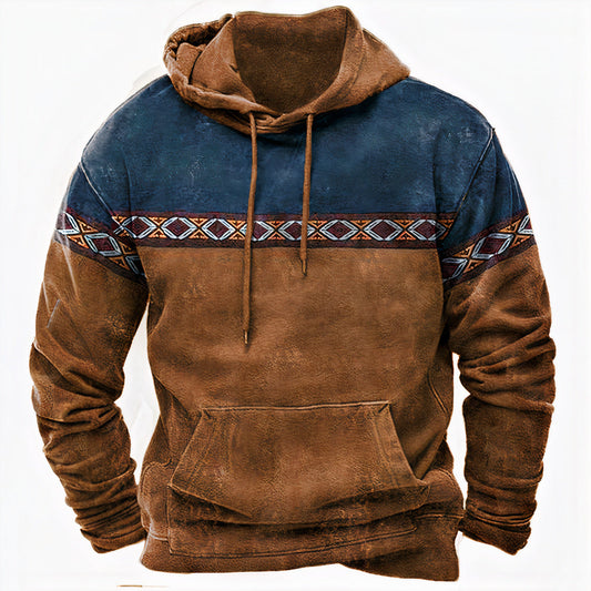 Vintage Style Mens Hoodie with Worldwide Graphic Print - OutfitLondon