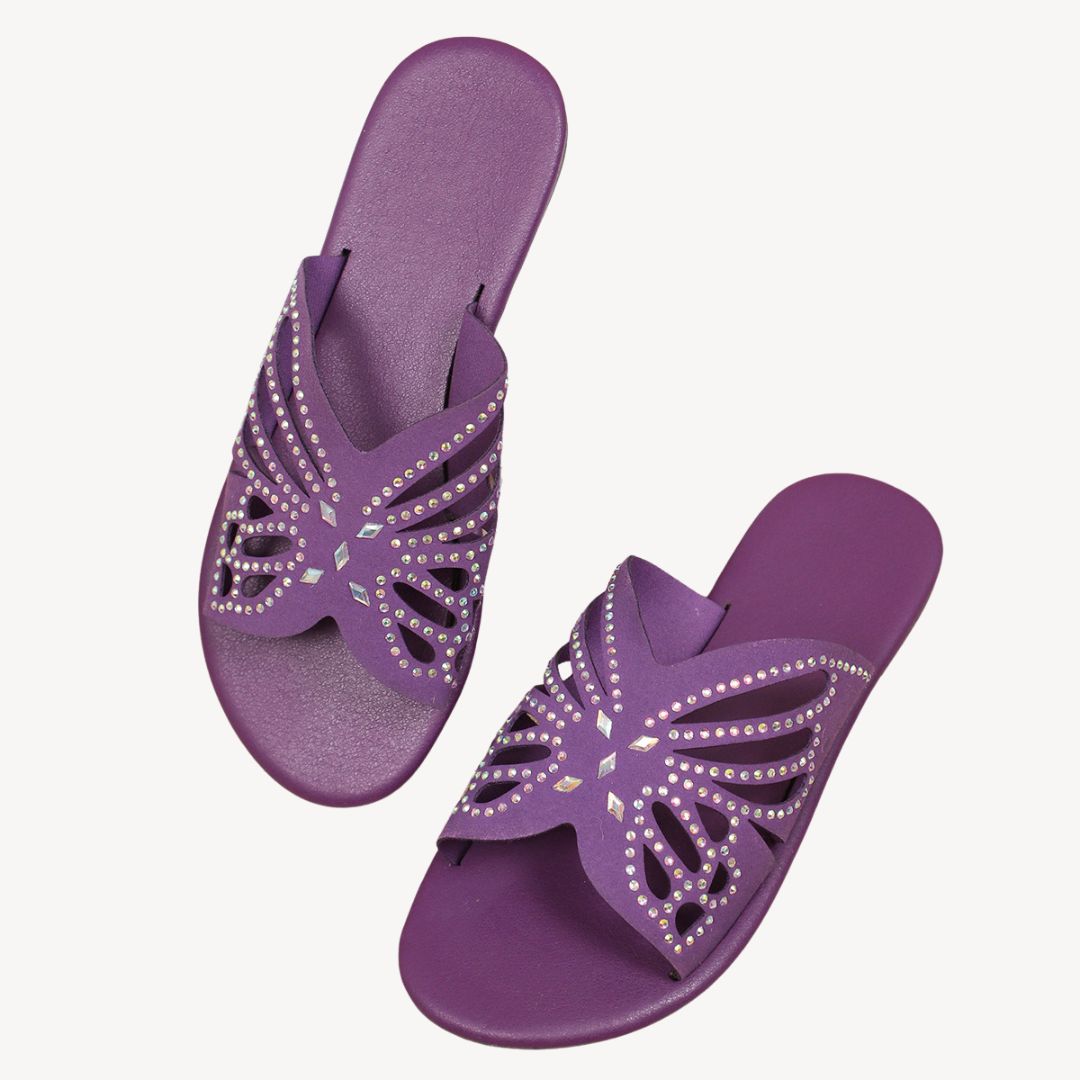 Comfortable Sparkly Floral Women's Flat Sandals
