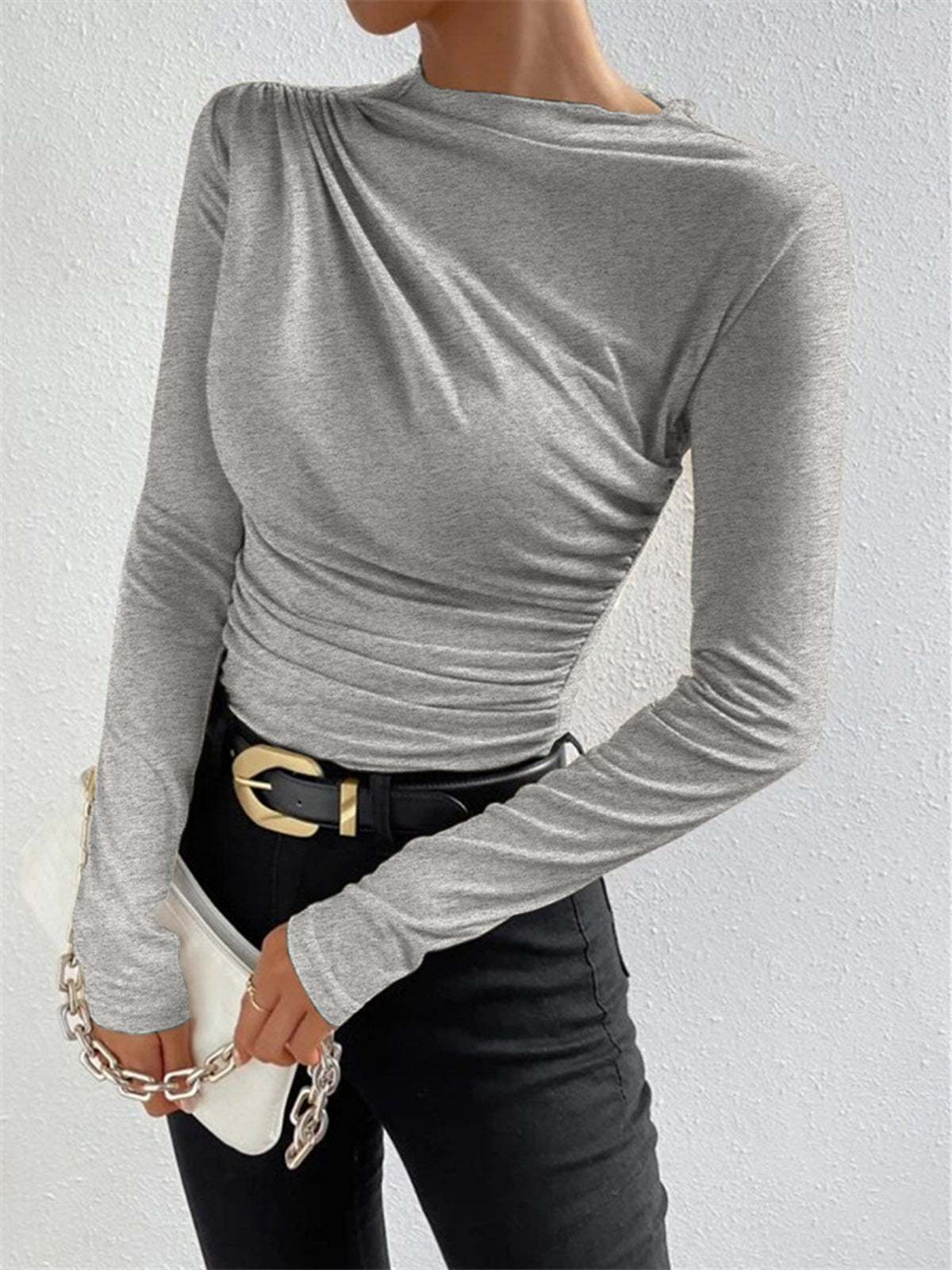 Virginia | Ruched Long Sleeve Holiday Clothes Shirt