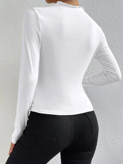 Virginia | Ruched Long Sleeve Holiday Clothes Shirt