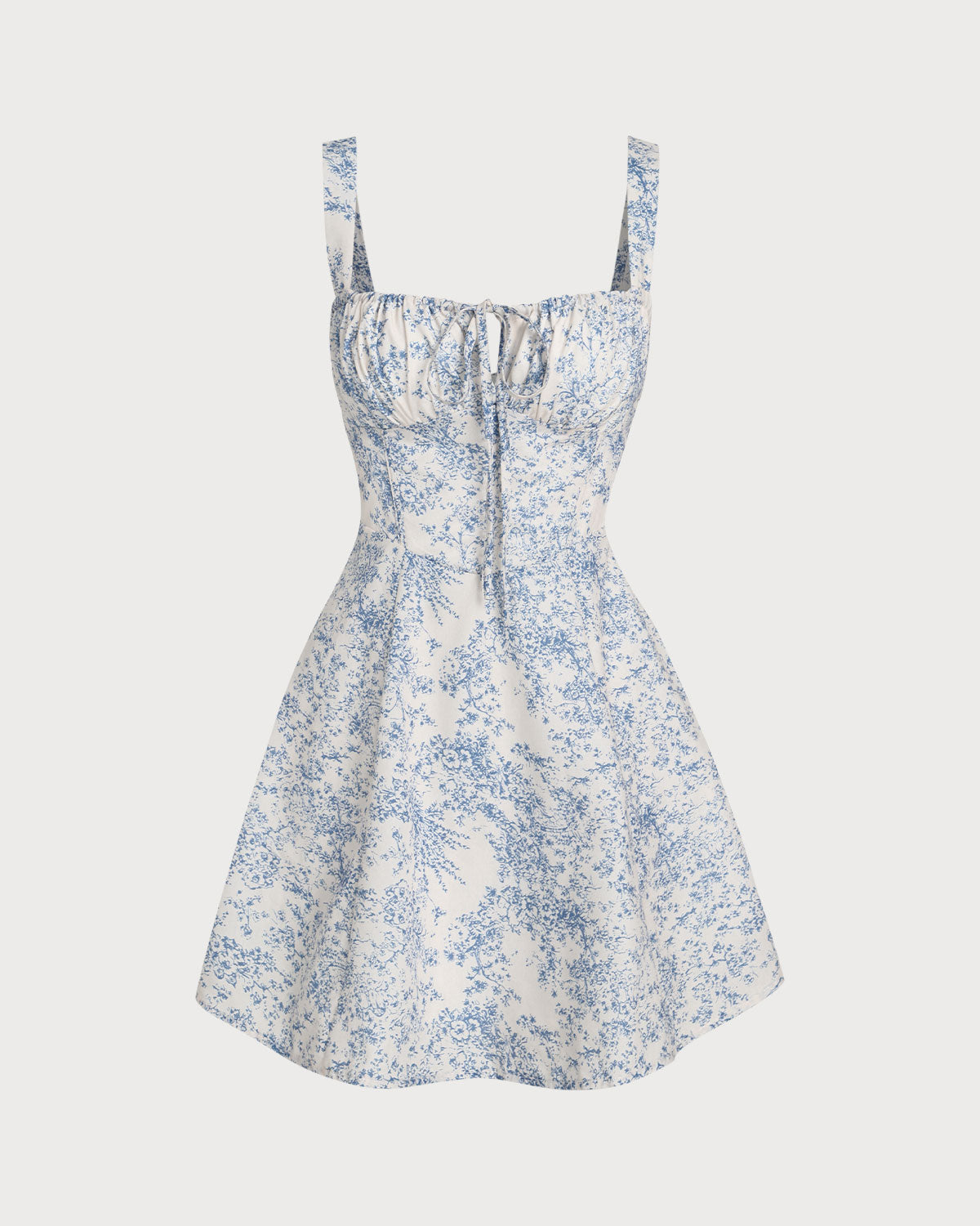 Vivienne | Ruched Fit Blue Floral Sundress