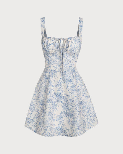 Vivienne | Ruched Fit Blue Floral Sundress
