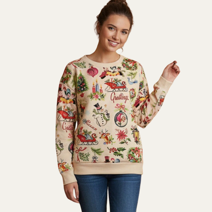 Classic Holiday Graphic Crew Sweatshirt - OutfitLondon